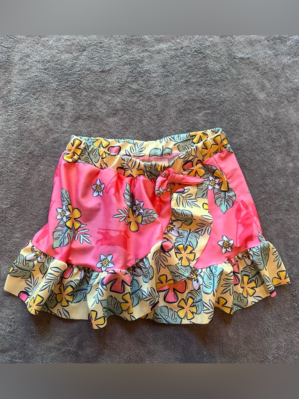 Disney Moana 2 Girls Pink Yellow Floral Swimwear Skirt (4T)